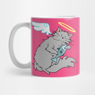 Fluffy Gray Cat Angel Mug